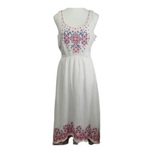 Holding Horses Anthropologie Cisse White Embroidered High Low Sleeveless Maxi